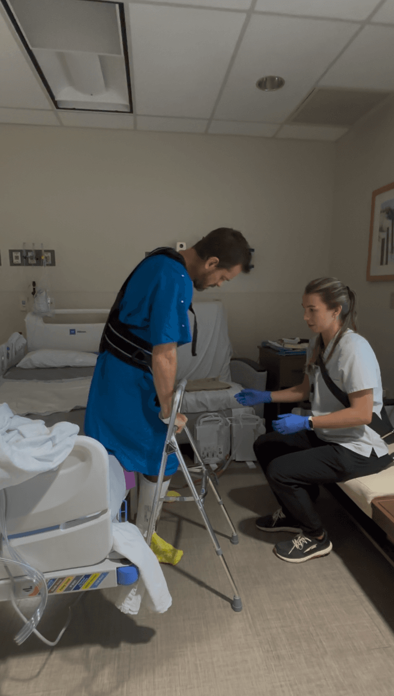 Michael Cavett in physical therapy