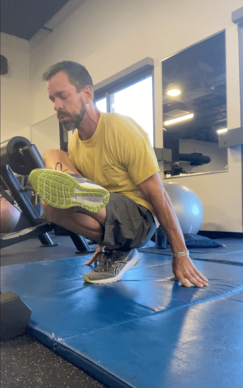 Michael Cavett stretching